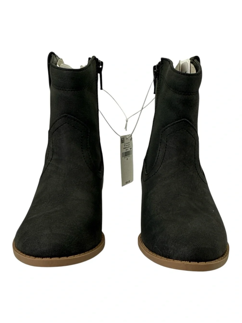 Old‎ Navy Girls Black Faux Suede Western Booties Side Zip Cowboy Style Size 13